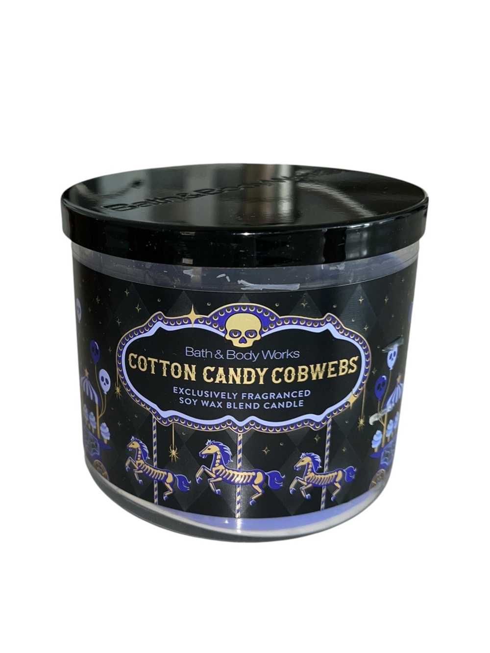 BATH & BODY WORKS COTTON CANDY COBWEBS 3 WICK CANDLE